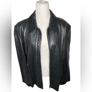 Anne Klein Classic Black 100% Leather Women's Jacket size XL